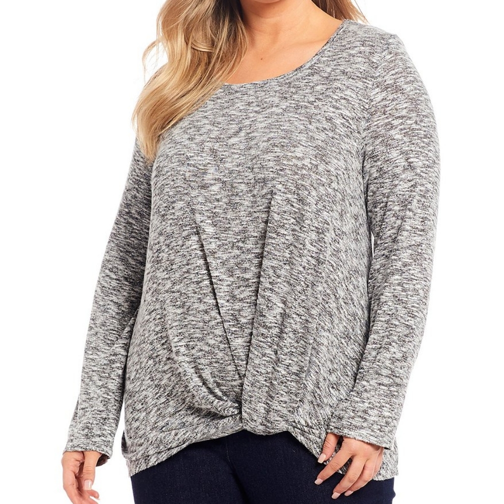 Bobeau plus size marled knit twist front top Sz 1X
